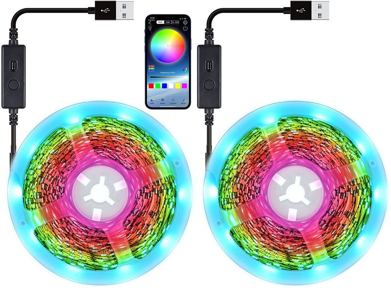 Bluetooth App led strip lights 5m x 2 RGB 5050-5V USB