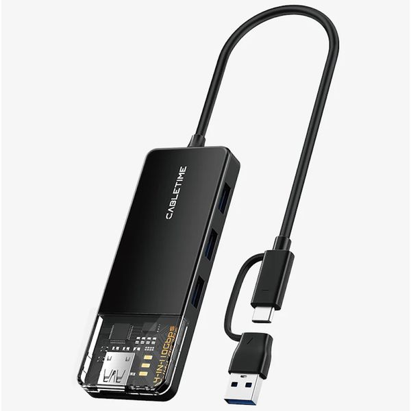 CABLETIME 10Gbps USB A 3.2 Hub USB A/C to 4 Port USB-A Hub for Laptop