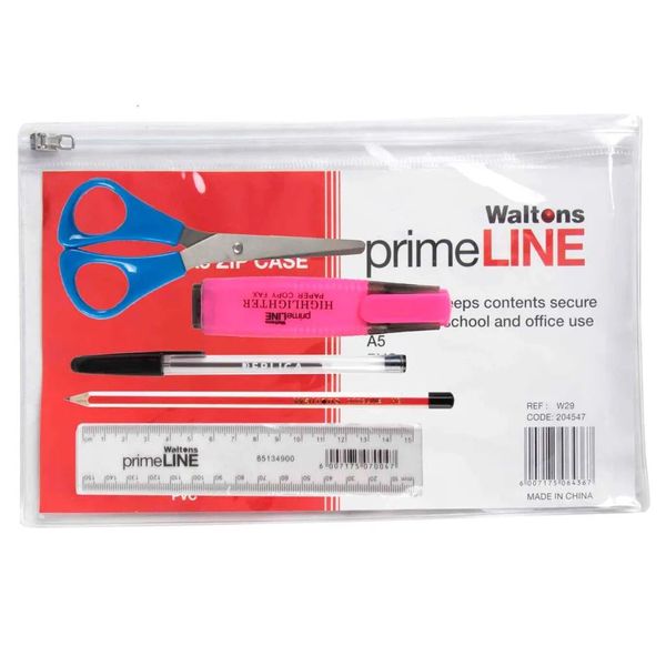 Primeline Zipper Bag A5L Clear Plastic x 2