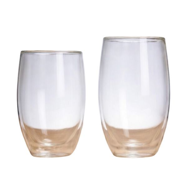 350ml Double Wall Glass Water Cup Set (2 Pack) - Heat Resistant