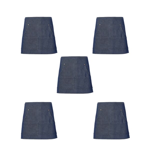 5 Pack Waiter Short Waist Aprons - Professional Hospitality Uniform