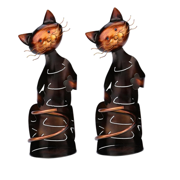 Cat Wine Holder Rack Cat Shaped Wine Holder Stand Metal 2Piece