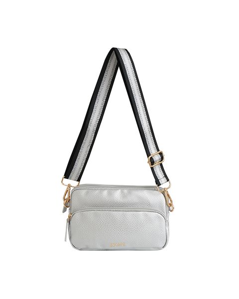 Cross Body Bag - 3 Zip - Silver