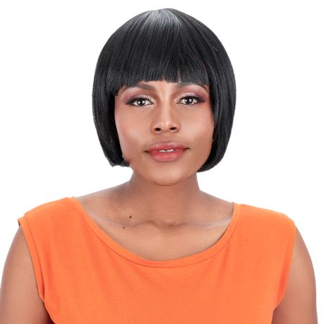 Magic Black Short Synthetic Hair Bob Wigs with Bang for Women