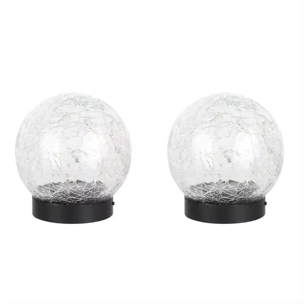 Garden Solar Ground Waterproof Led Ball Cracked Glass Outdoor Light Lamp