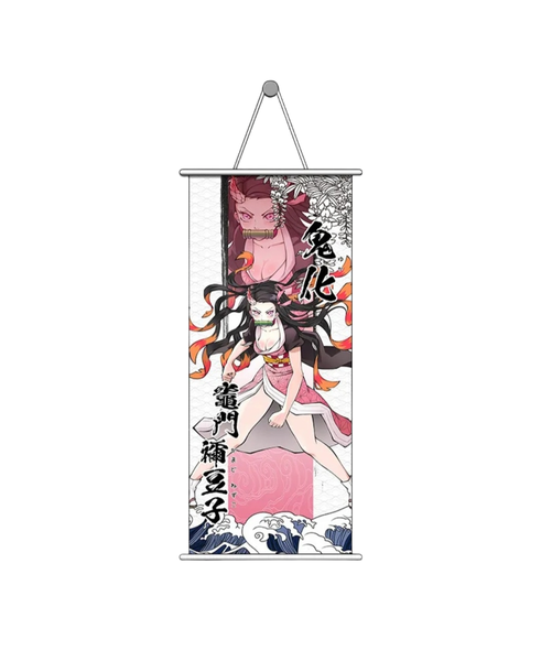 demon slayer nezuko fighting stand Wall Scroll Poster