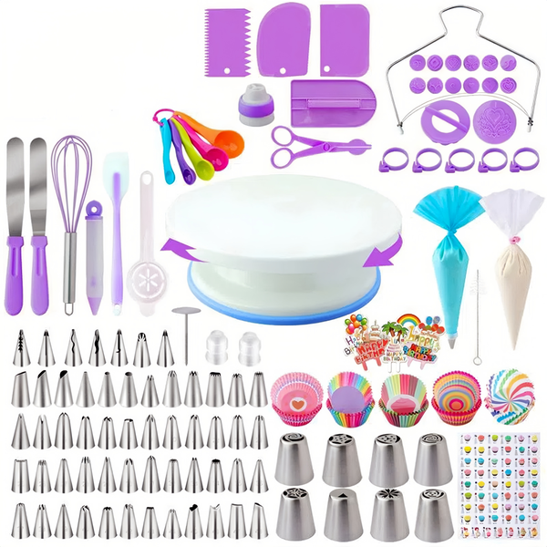 356 PCS Cake Decorating Supplies Kit Spatulas Leveler Piping Bags Tips Set