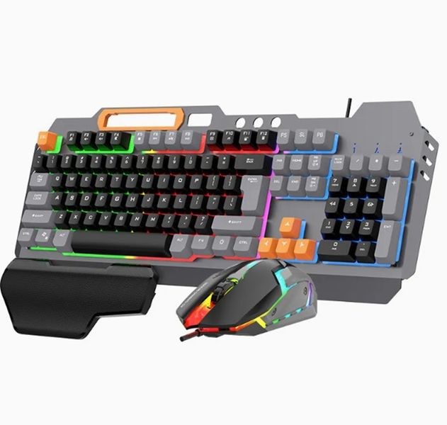 Portable Gaming Wired Keyboard And Mouse Set With RGB Backlight-104 Keys