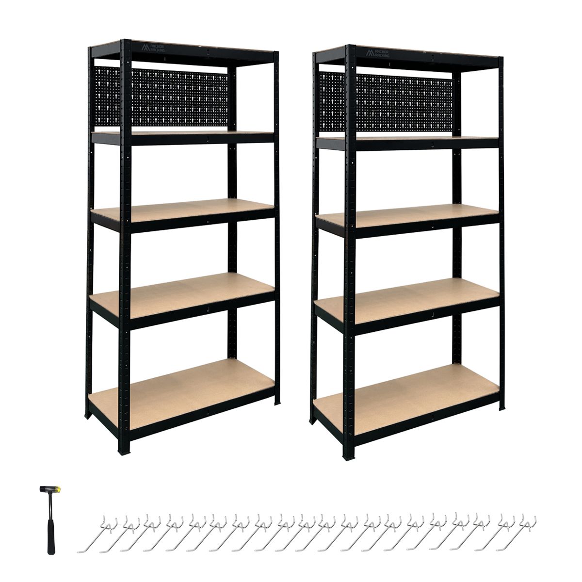 Anchor Racking 2x5 Tier Shelving 180x90x30cm 250Kg Shelf Pegboard & Hammer