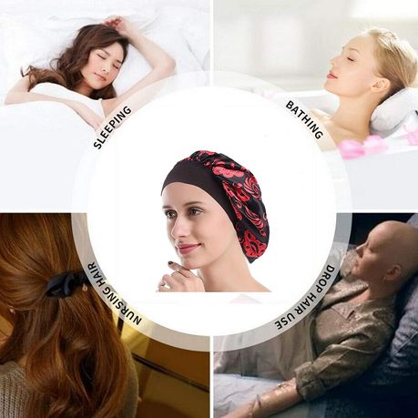 Women's Sleep Night Cap Wide Band Satin Bonnet for Hair Beauty, Hair Care.  | Buy Online in South Africa 