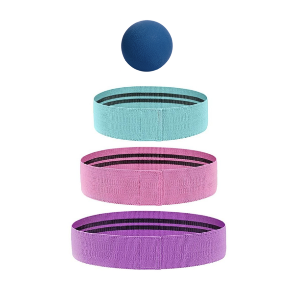 Set of 3 Exercise Hip Resistance Bands with Mini Deep Tissue Massage Ball