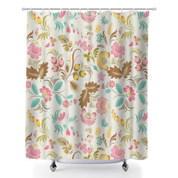 Leaf Pattern Bath Curtain, Mold Resistant Curtain Liner for Daily Shower