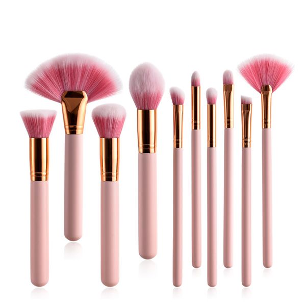 10 Piece Makeup Brush Set - Pink