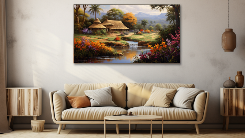 Canvas Wall Art - Thatched Tranquility Abstract - HD0047