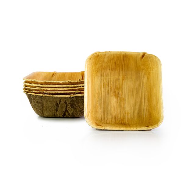 Eco-Friendly Palm Leaf Partyware - 14cm Square Deep Bowls - Pack of 10