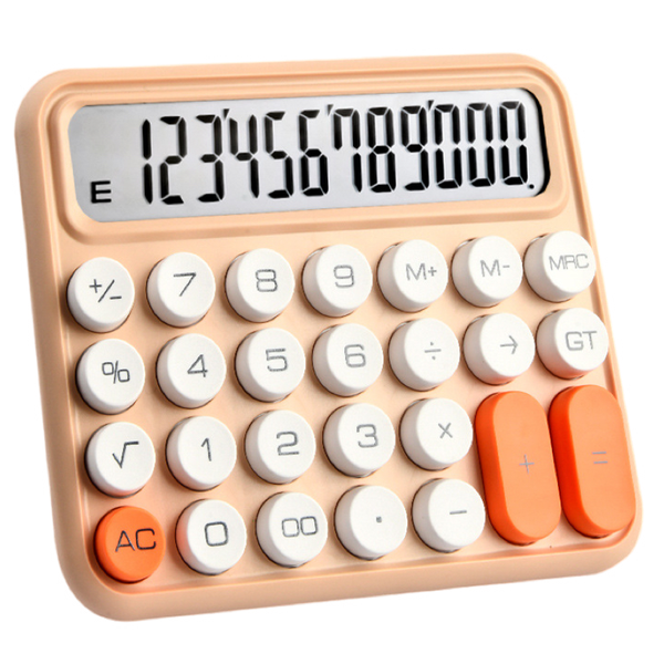 Peachpuff Mechanical switch calculator 12-digit large LCD display and button