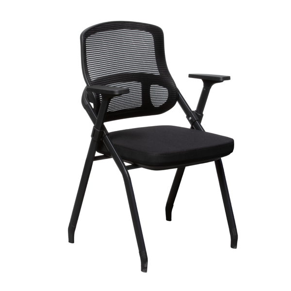 Folding Mesh Conference Chair - Ergonomic- Space-Saving - Black