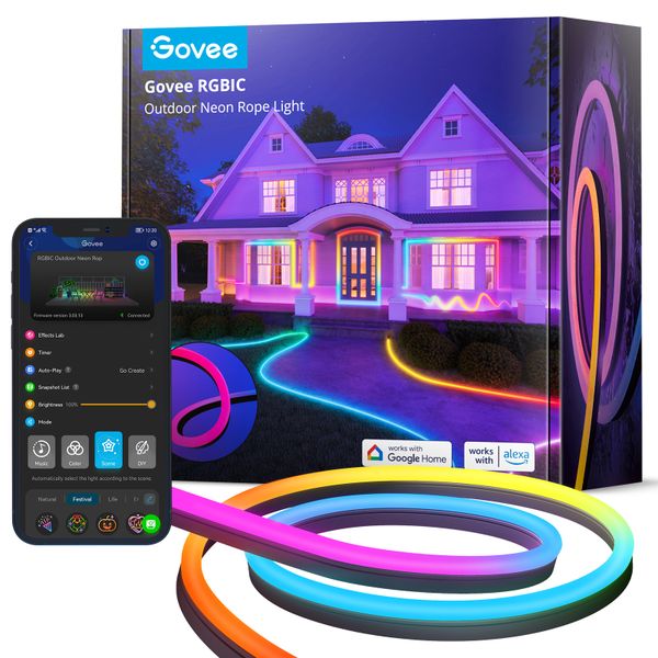 Govee RGBIC Outdoor Neon Strip Lights - (10m) Smart, IP67 Water Resistant