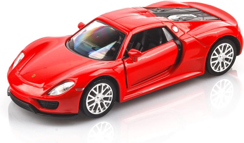 Red 918 Porsche 1:36 Alloy Car Model - Collection display