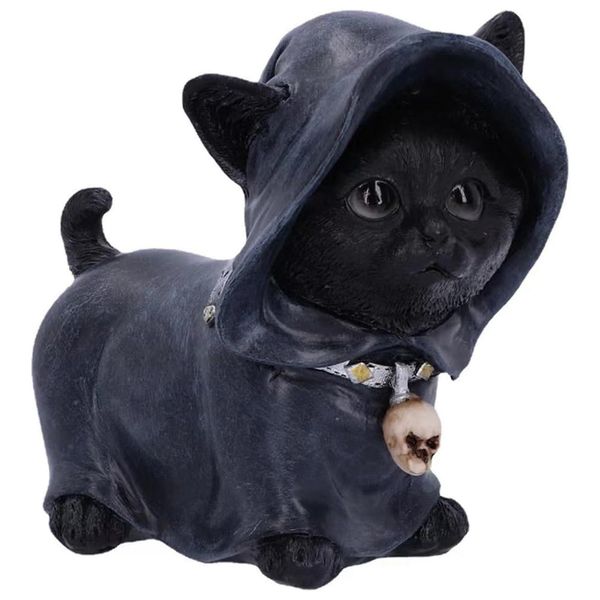 Halloween Cat Cape Statue Cat Skull Pendant Statue