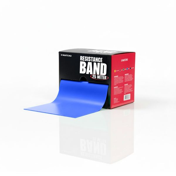 Resistance Band 25m Blue - Heavy 6-7kg, Dispenser, Cut-to-Size Roll, Latex