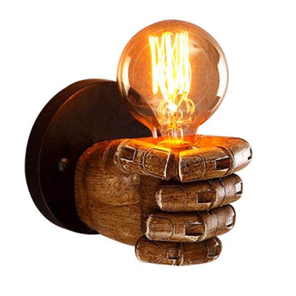 Resin Fist Right-Hand Wall Lamp, Retro Industrial Bar Cafe Decor