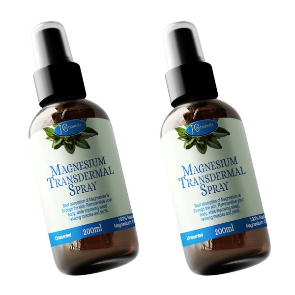 JC Botanicals Magnesium Topical Spray Supplement 2 x 200ml