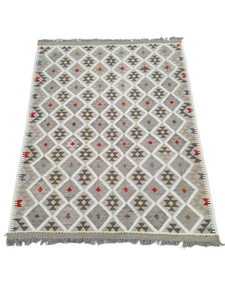 Top Persian Rugs Grey Wool Kilim 199 x 160 CM