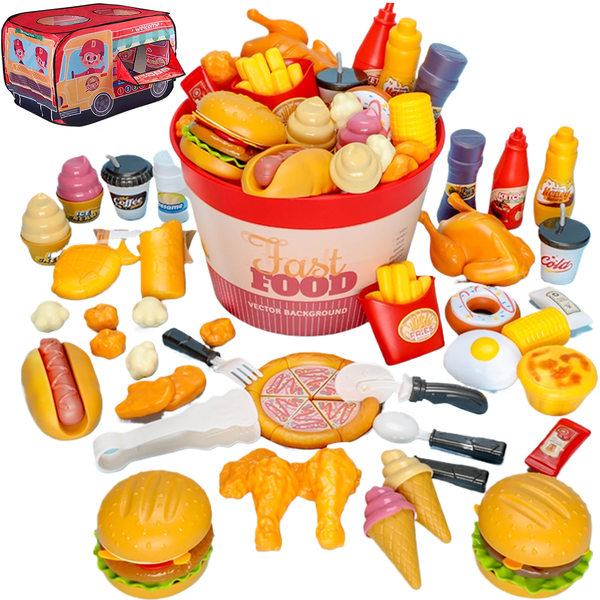 83pieces Pretend Play Food For Kids Kitchen,Kids Tent,Simulated Food,Gifts