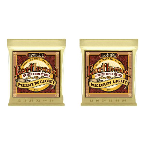 Ernie Ball 2003 - Med-Light 80/20 Bronze Acoustic Guitar Strings – 2-Pack