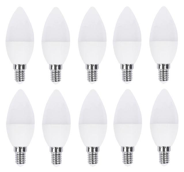 E14 3W Candle LED Bulb - 10 Pack Cool White C37 Globe