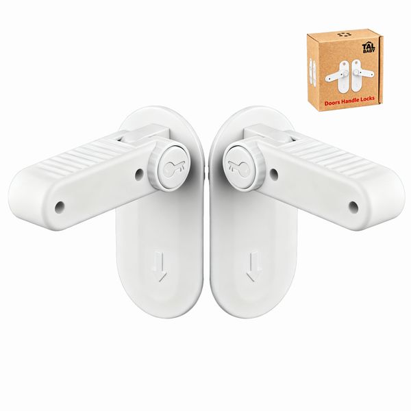 2 Pack Door Lever Safety Lock Child Door Handle Lock - White