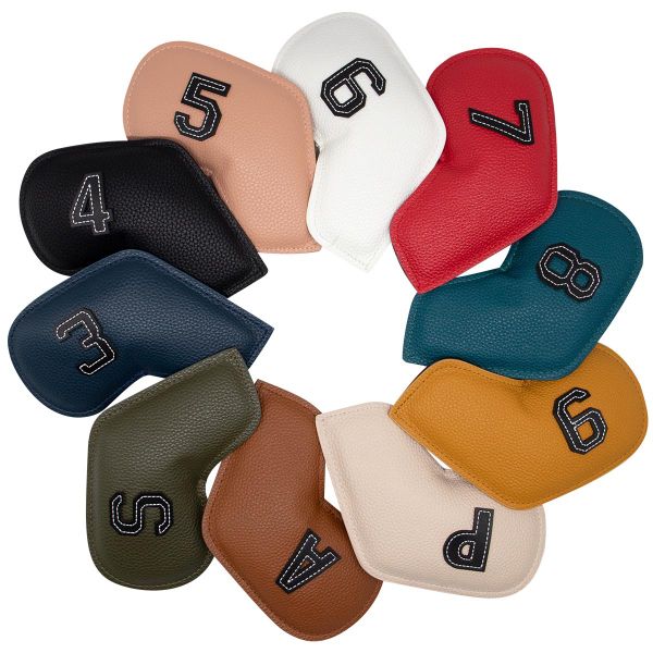 Multi-Color Golf Club PU Leather Head Covers - Set of 10