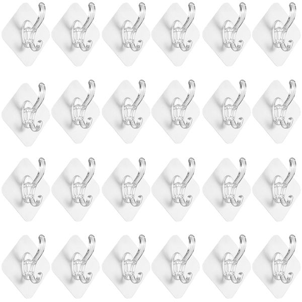 Home Self Adhesive Double Hook Wall Hanger Set of 25 (6cm)