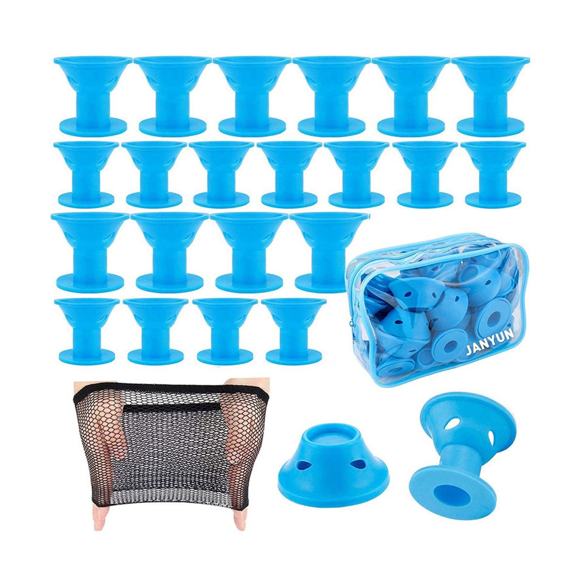 50 pieces Silicone Hair Rollers No Heat DIY Tools 2 Sizes Makes curls