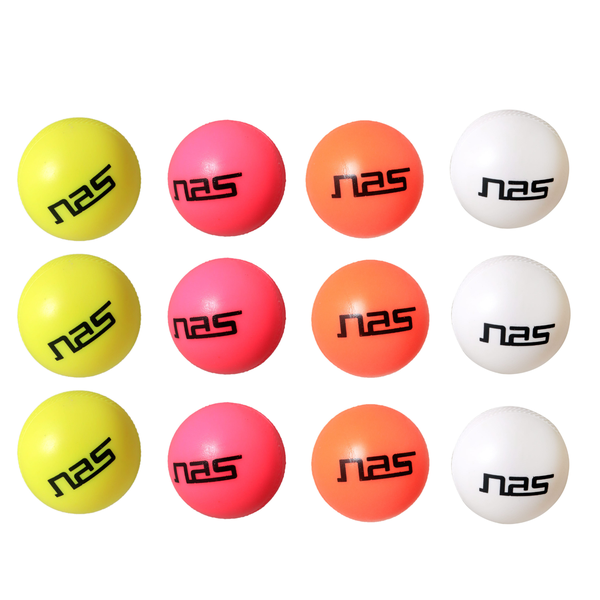 NAS Cricket Balls Pack of 12 Heavy Plastic Balls for Kids, Adults, Youth