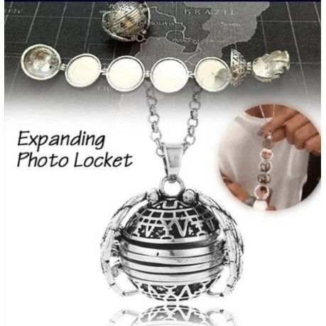 Multiple Photo Locket Necklaces Angel Wing Pendant Necklace Chain for Women  and Girls (Silver) 