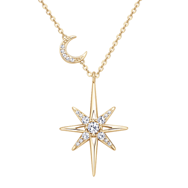 ZELTRYN Sterling SilverEight-Pointed StarMoissaniteNecklace-GRA Certificate