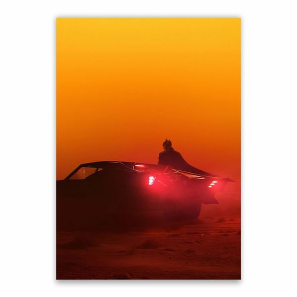 Batman And The Batmobile Orange Poster - A1