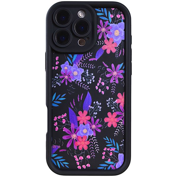 Phone Case with Vibrant Floral Print Compatible with Iphone 15 Pro MAX - Purple &amp; Black