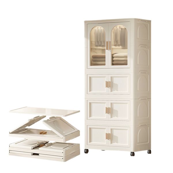 Furnny Folding Wardrobe Layered Storage for Kids Movable Caster Wheels - 3 Layers