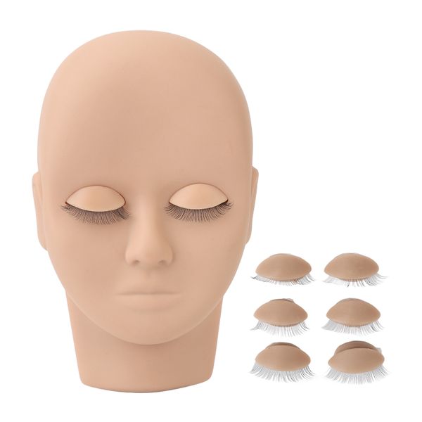 Lash Mannequin Head Makeup Eyelash Extension Practice - Light Brown