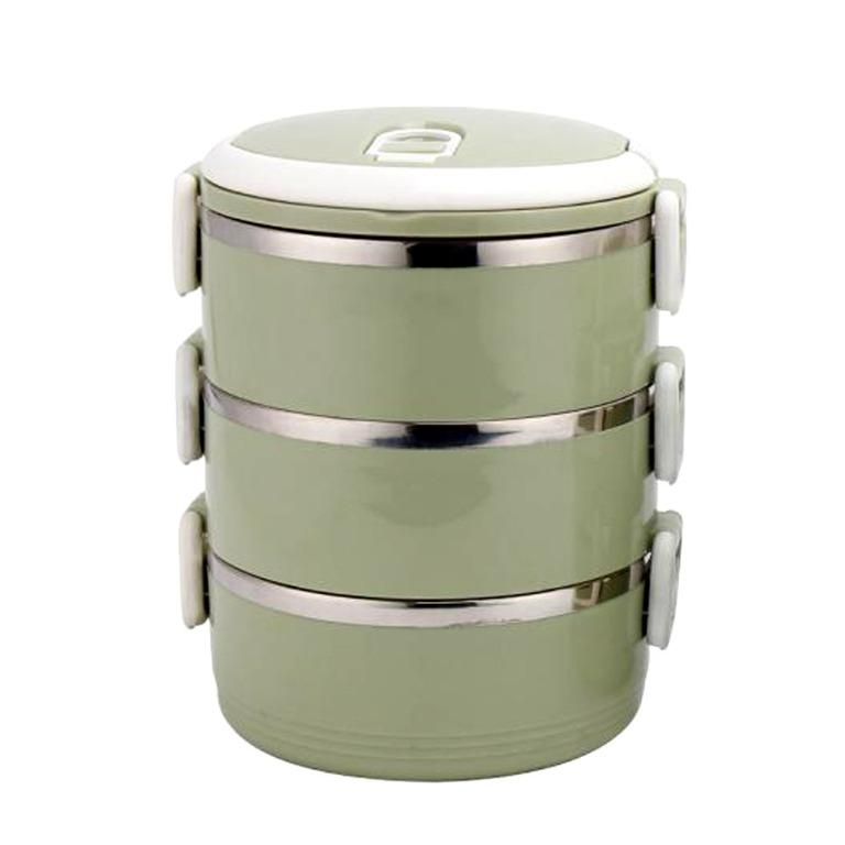 Portable Thermal Insulated Stainless Steel Triple Layer Lunch Box ...