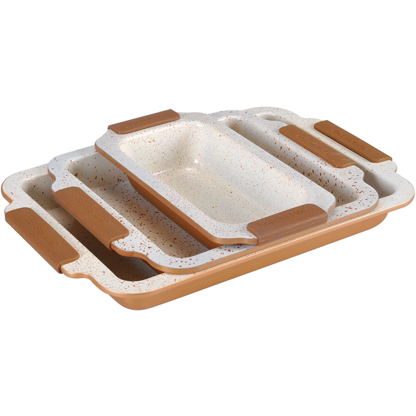Royaly Line 3 Piece Ceramic Coating Baking Tray Set - Copper