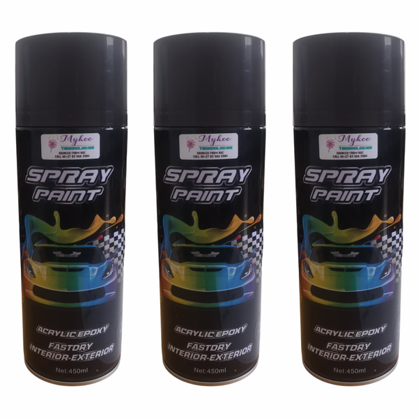 Pack of 3 Matt Black Spray Paint Cans 400ml