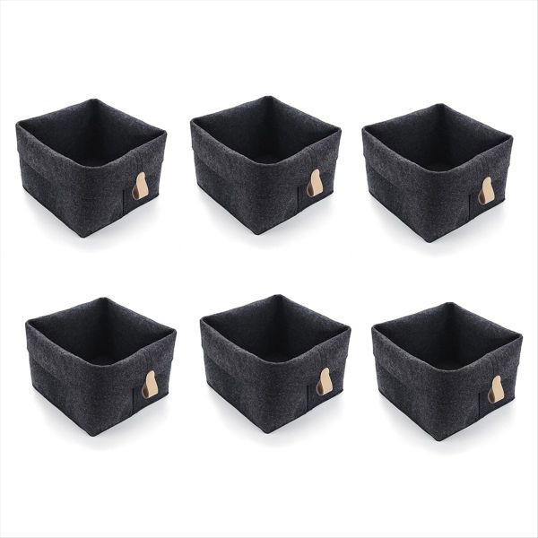 6Pcs Storage Cubes Felt Fabric Cube Storage Bins Collapsible Storage Bins w