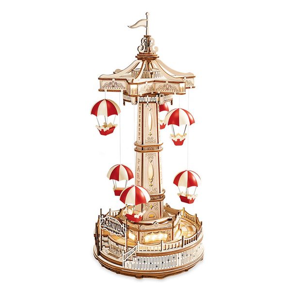 Robotime Parachute Tower DIY Music Box 3D Wooden Puzzle
