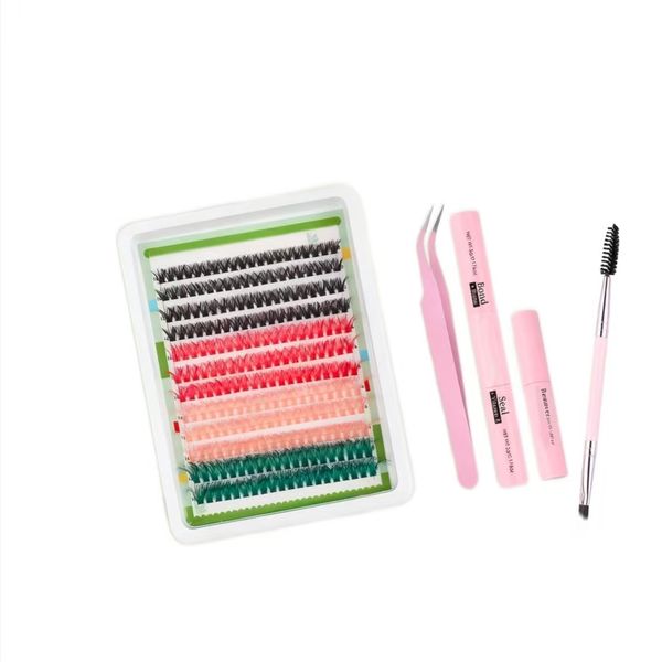 240 Pcs False Eyelashes, Fashionable Colored 10-18mm DIY Eyelash Clusters