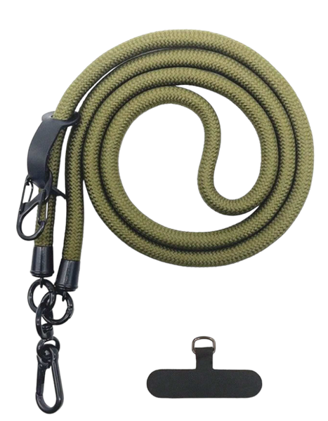 Thick Braided Rope Design Crossbody Lanyard - 1.2M - Green