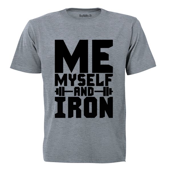 Myself And Iron! - Mens T-Shirt - Grey image